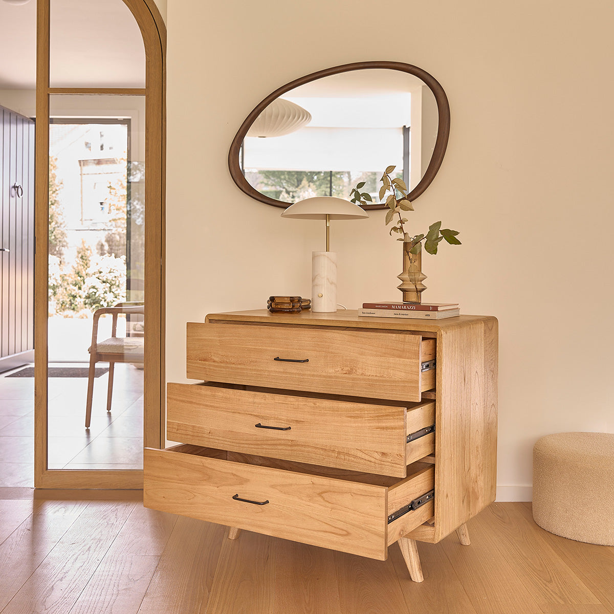 LEOPOLD - Buffet aus massivem Mindi 90 cm im Vintage-Stil