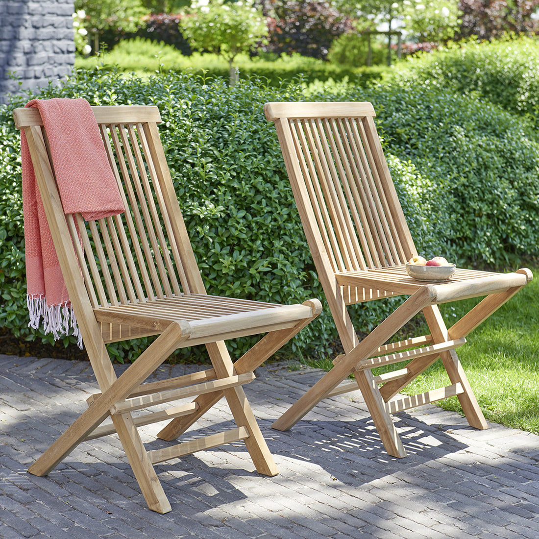 MIDLAND - Klappbarer Gartenstuhl Teakholz ( 2er Set) 