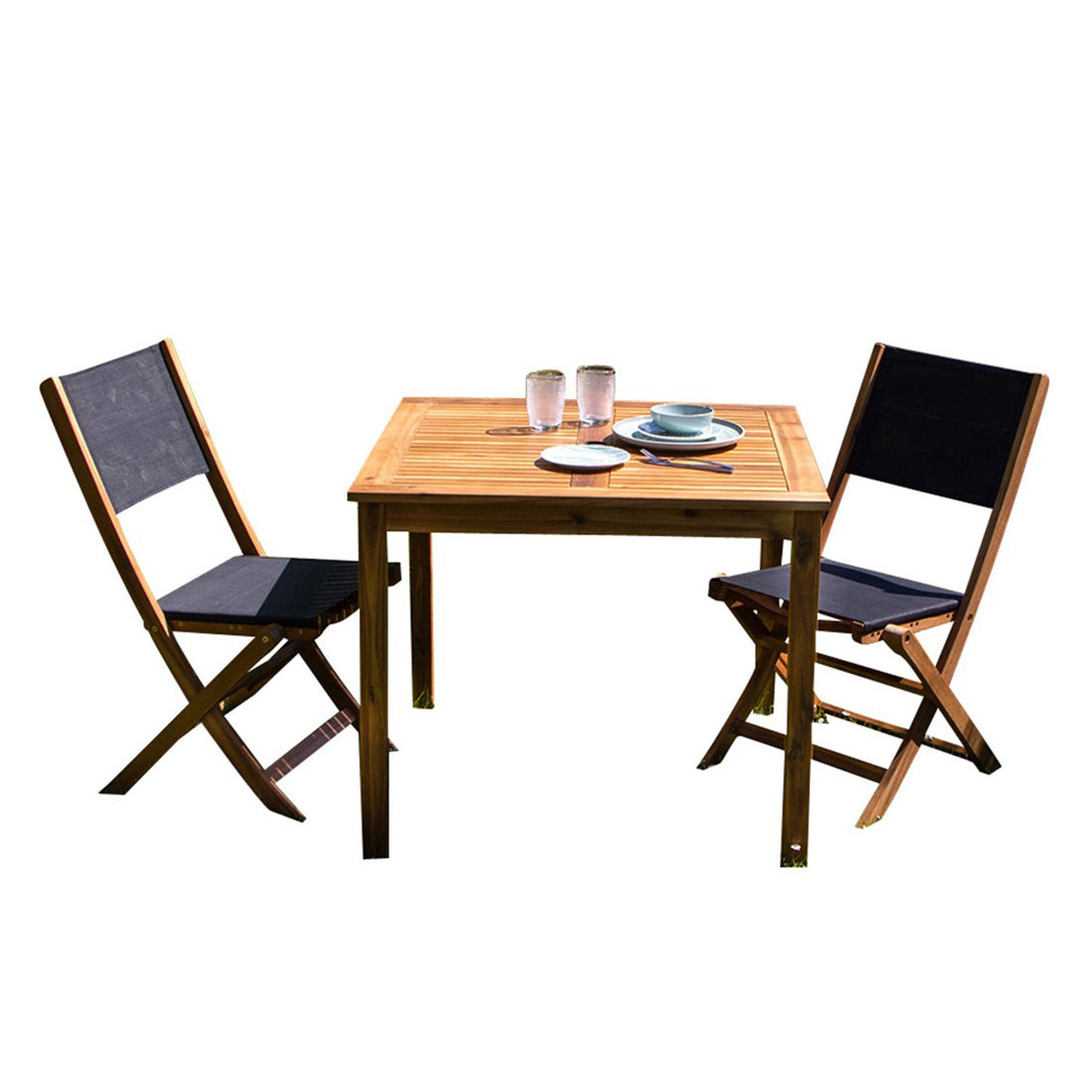 HANOÏ - Gartenlounge massive FSC-Akazie und schwarzem Texilene 2 Sitze 