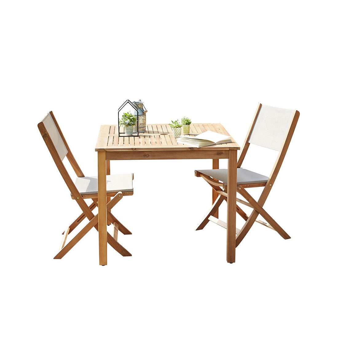 HANOÏ - Gartenlounge FSC-Akazienholz und grauem Textilene 2 Sitze 