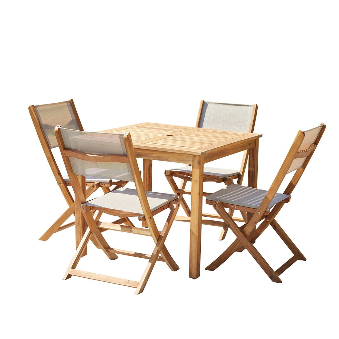 HANOÏ - Gartenlounge FSC-Akazienholz und grauem Textilene 4 Sitze