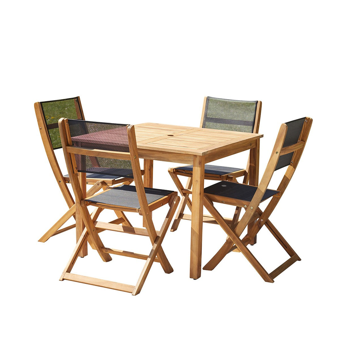 HANOÏ - Gartenlounge massive FSC-Akazie und schwarzem Texilene 4 Sitze 