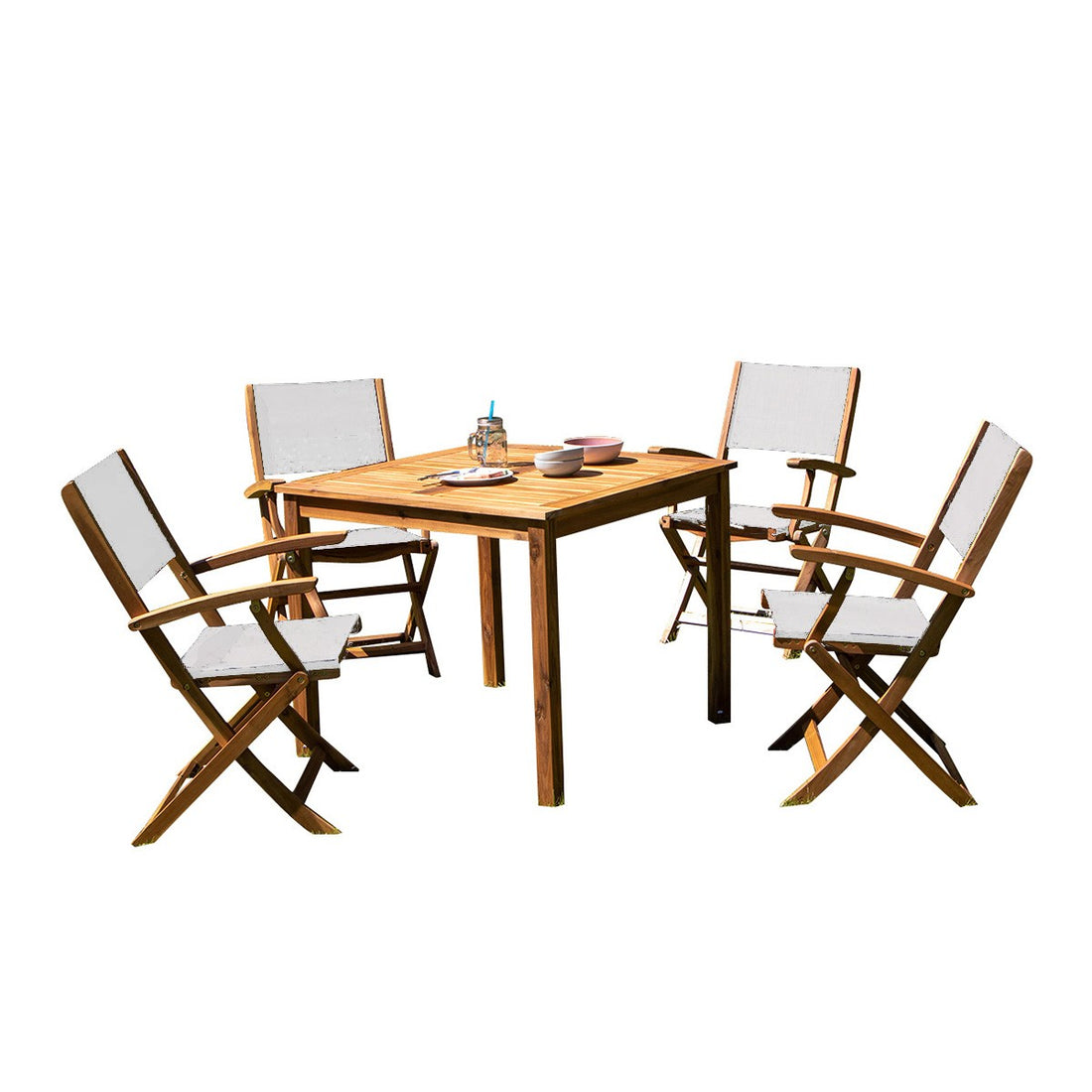HANOÏ - Gartenlounge massive FSC-Akazie und grauem Texilene 4 Sitze
