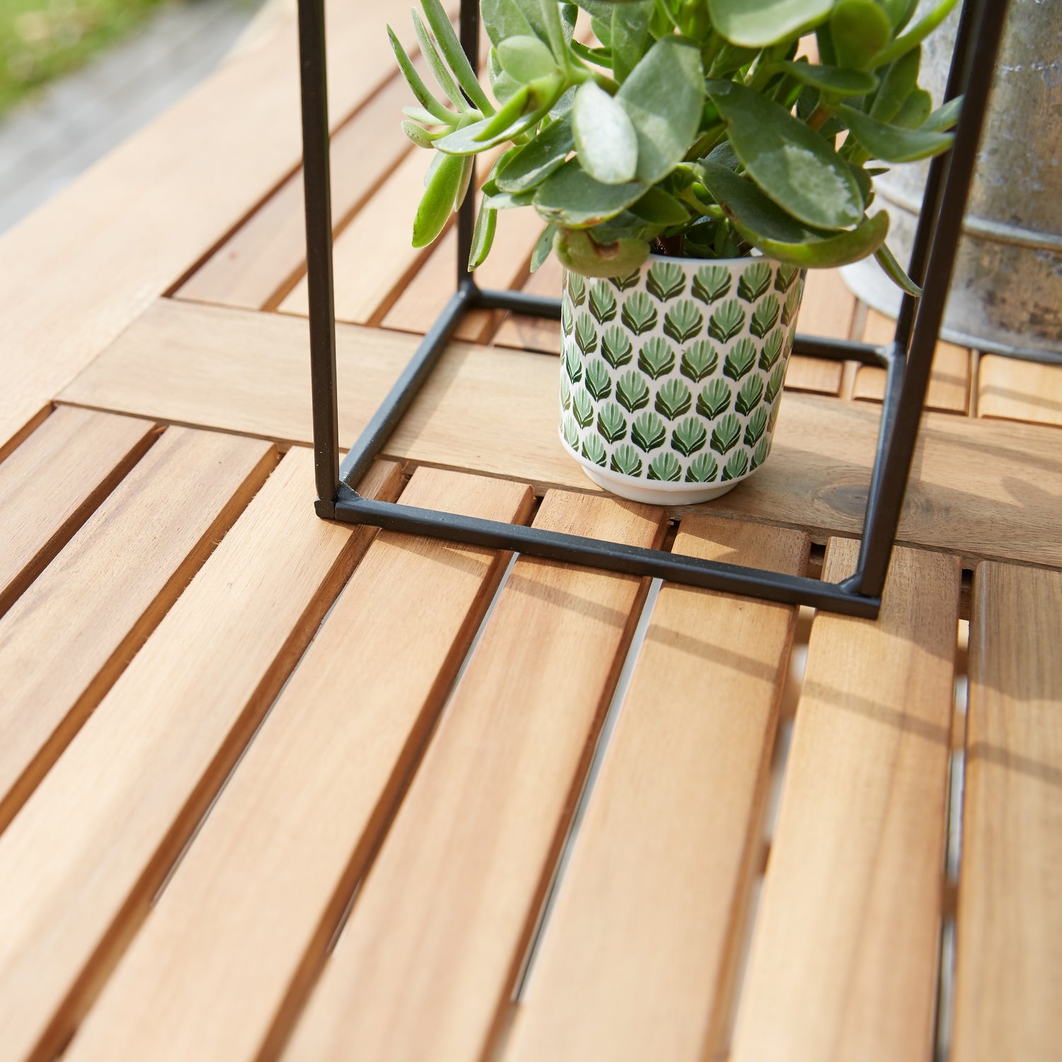 HANOÏ - Gartenlounge Akazienholz und schwarzem Textilene 4 Sitze 