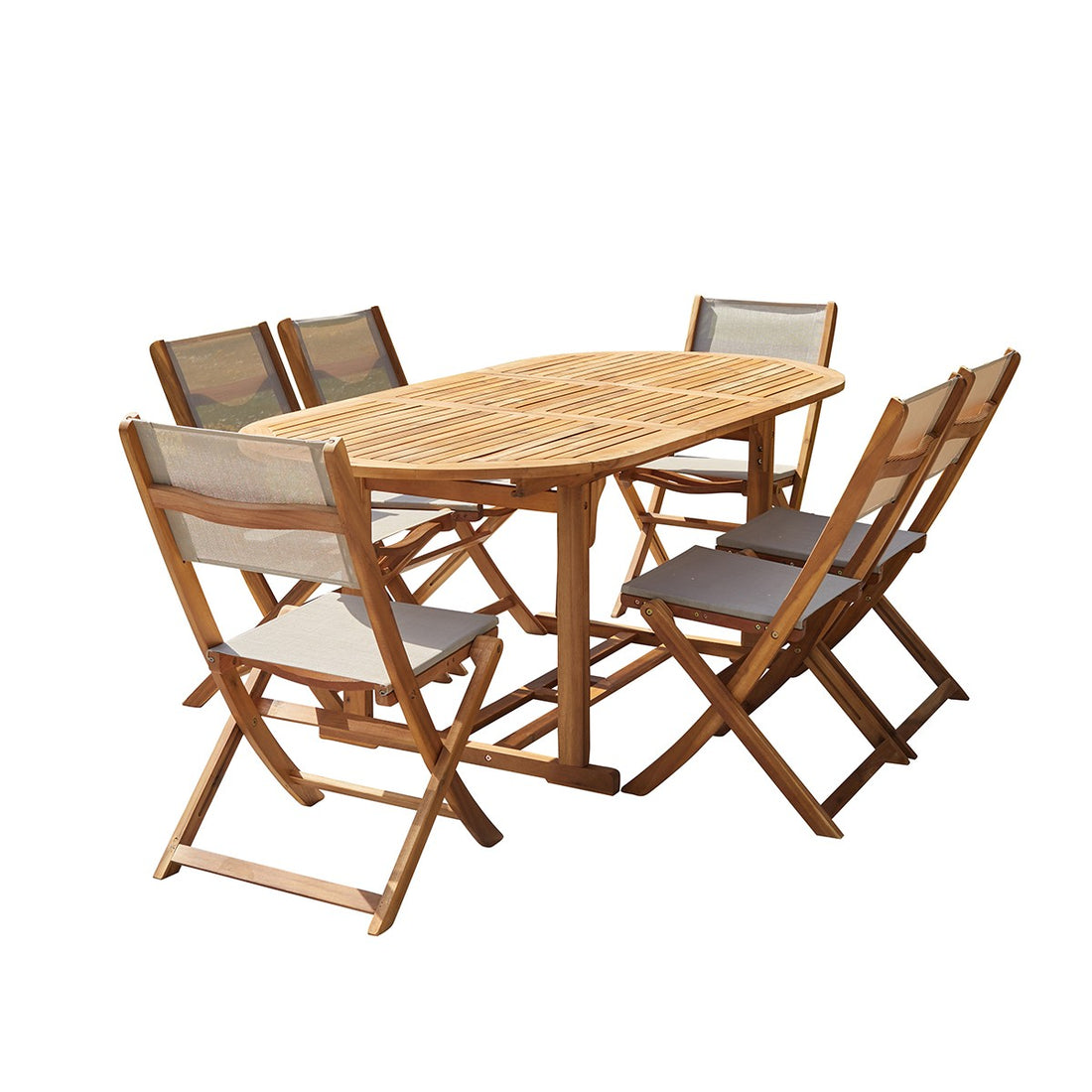 HANOÏ - Gartenlounge aus FSC-Akazienholz und grauem Textilene 6/8 Pers. 