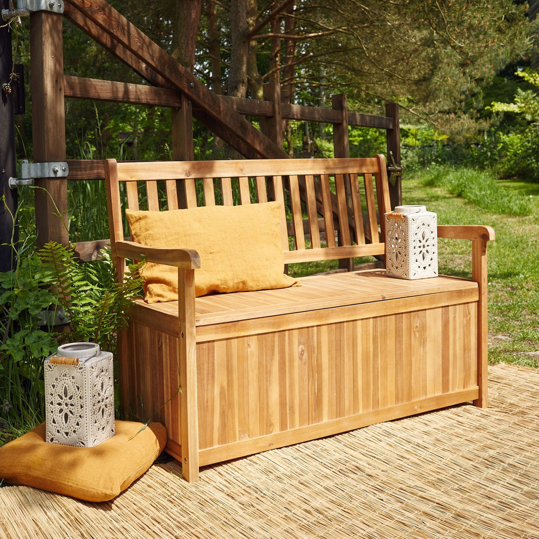 HANOÏ - Gartenbank Truhe aus massivem FSC-Akazienholz 120 cm 