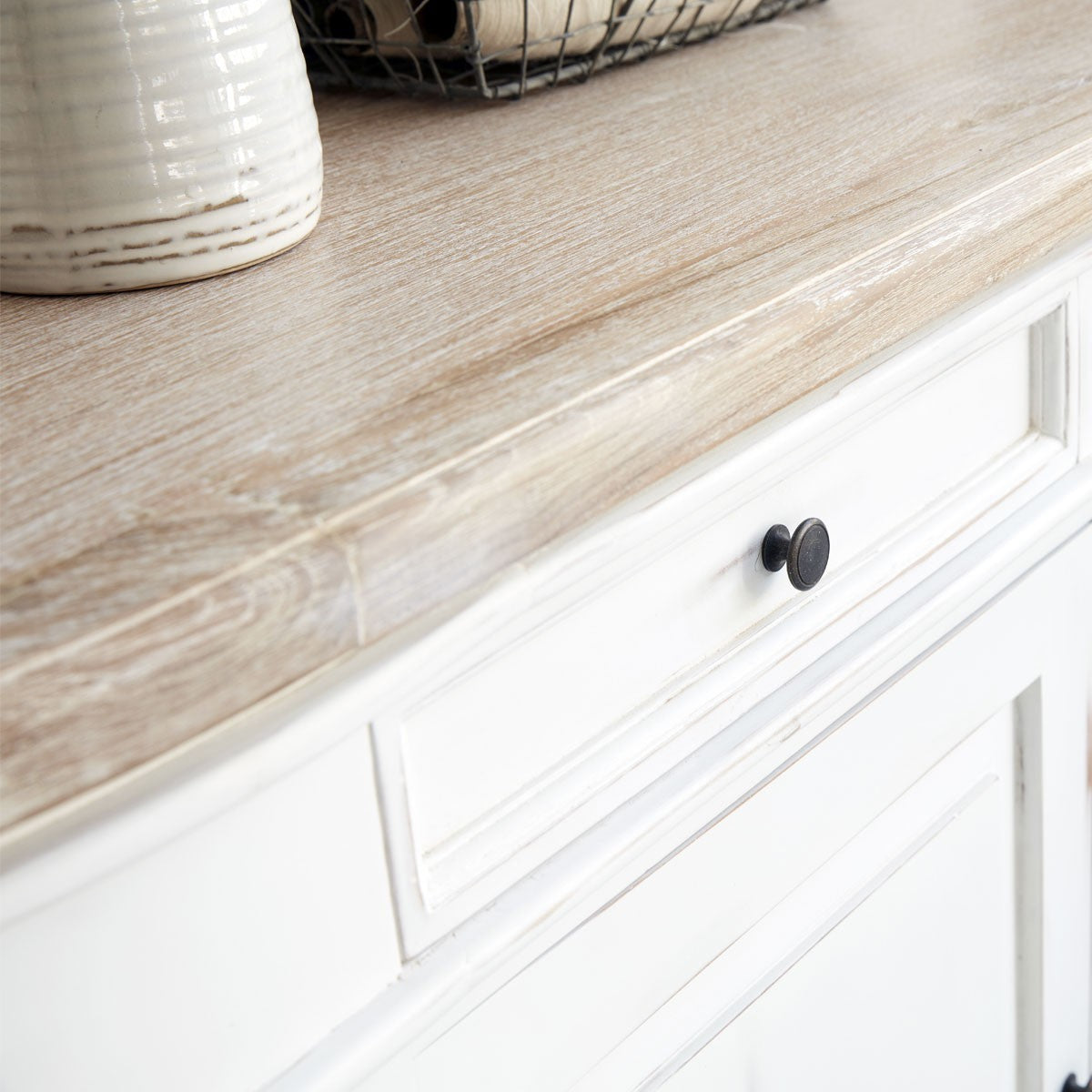 LONDRES - Buffet en acajou et teck massif 180 cm blanc