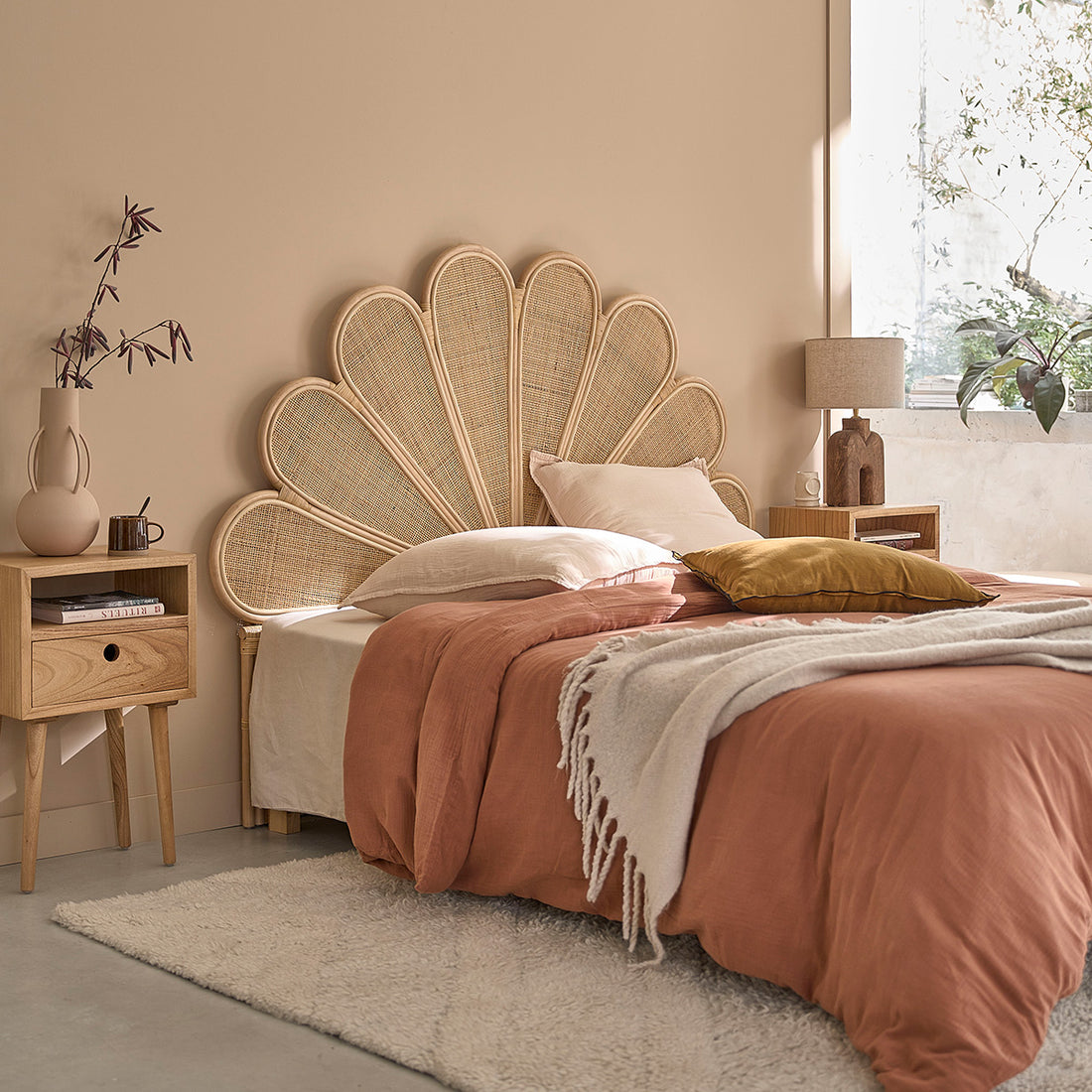 ROMY - Kopfteil aus Rattan und mit Rohrgeflecht 160 cm