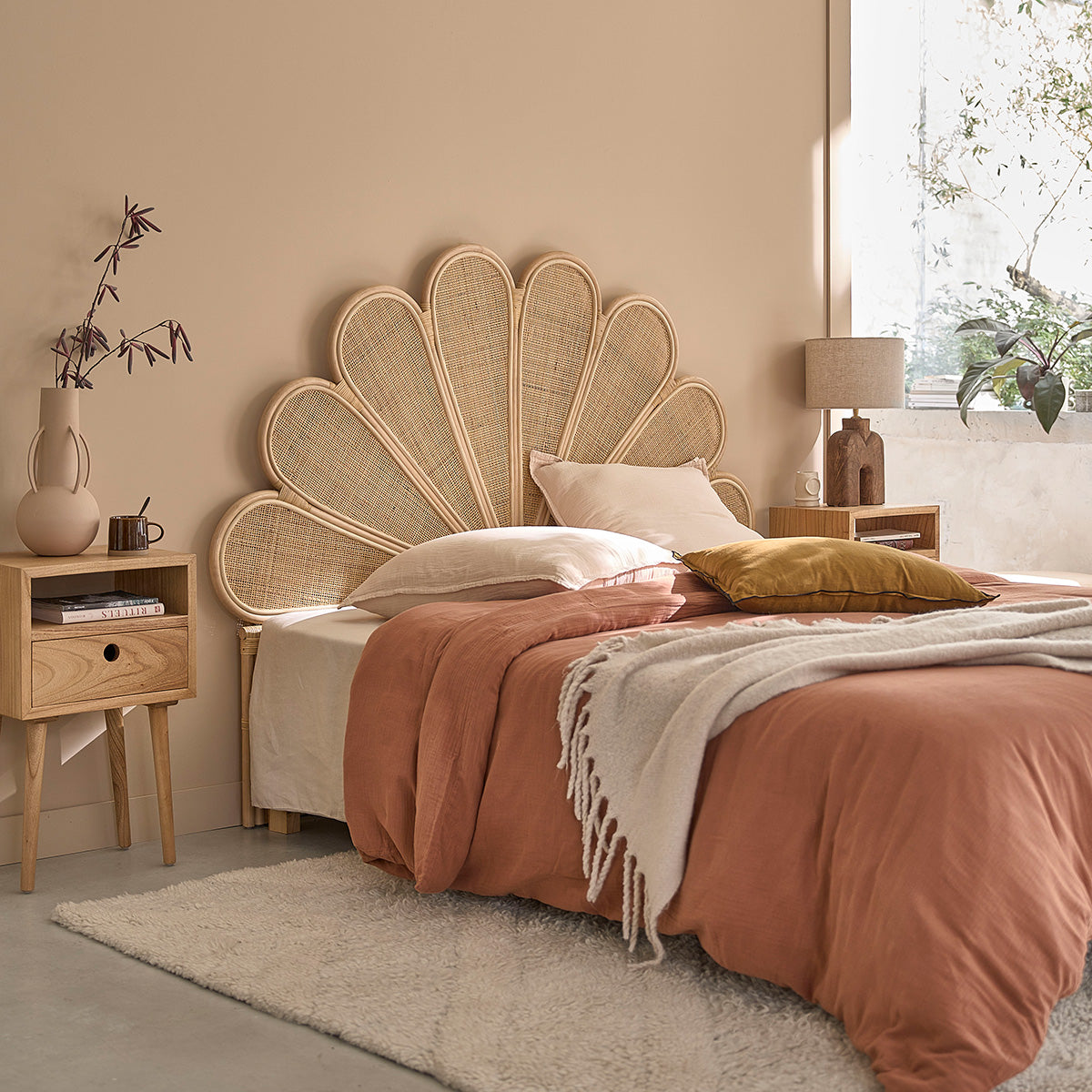 ROMY - Tête de lit rotin et cannage 160 cm