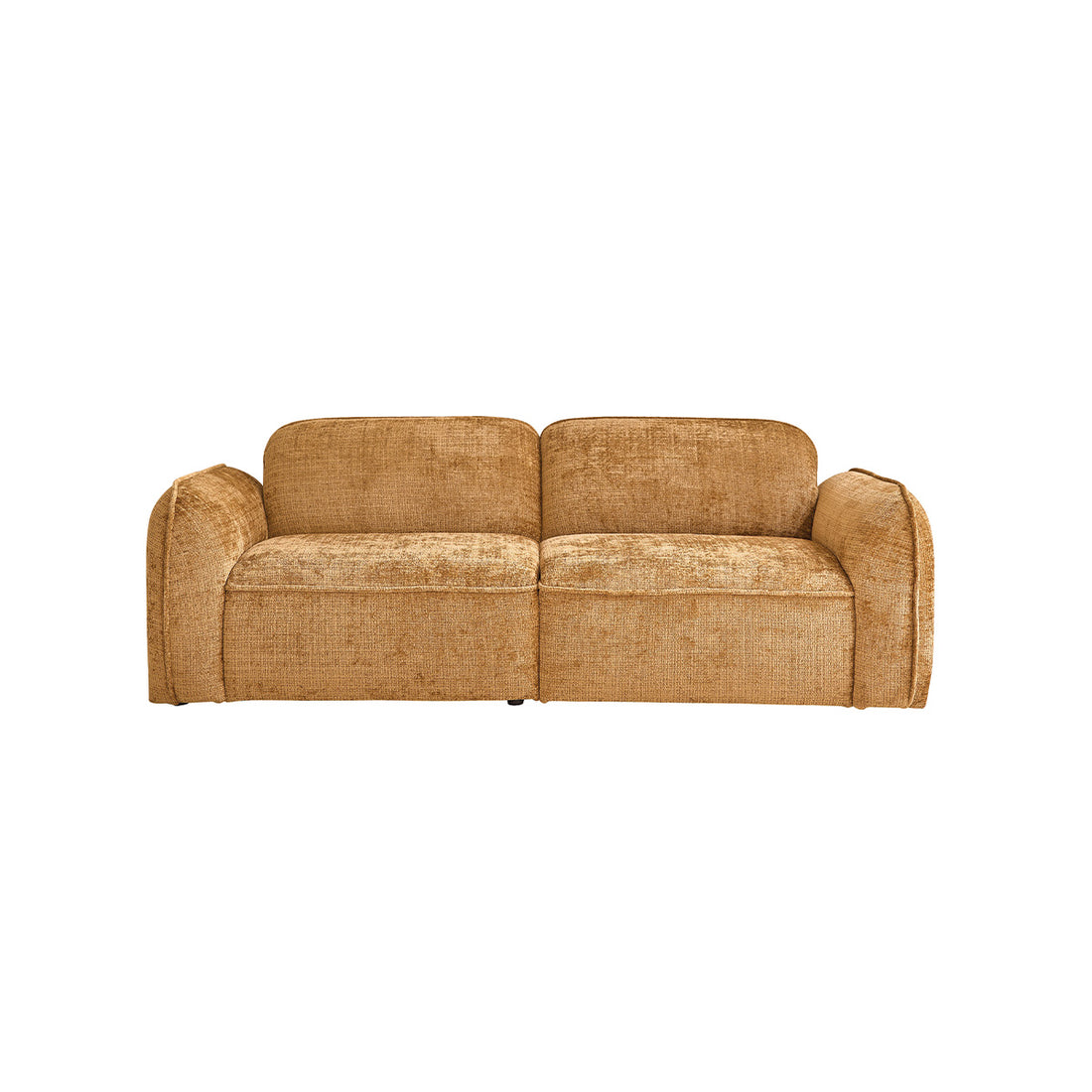 HECTOR - Gerades 3-Sitzer-Sofa aus strukturiertem Samt in der Farbe ocker
