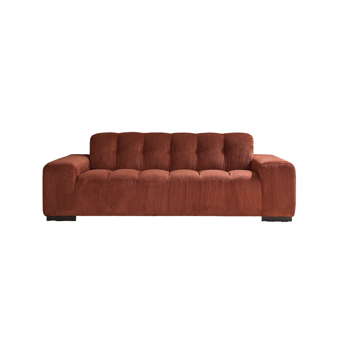 ALPHONSE - Gerades 3-Sitzer-Sofa aus terrakottafarbenem Cord