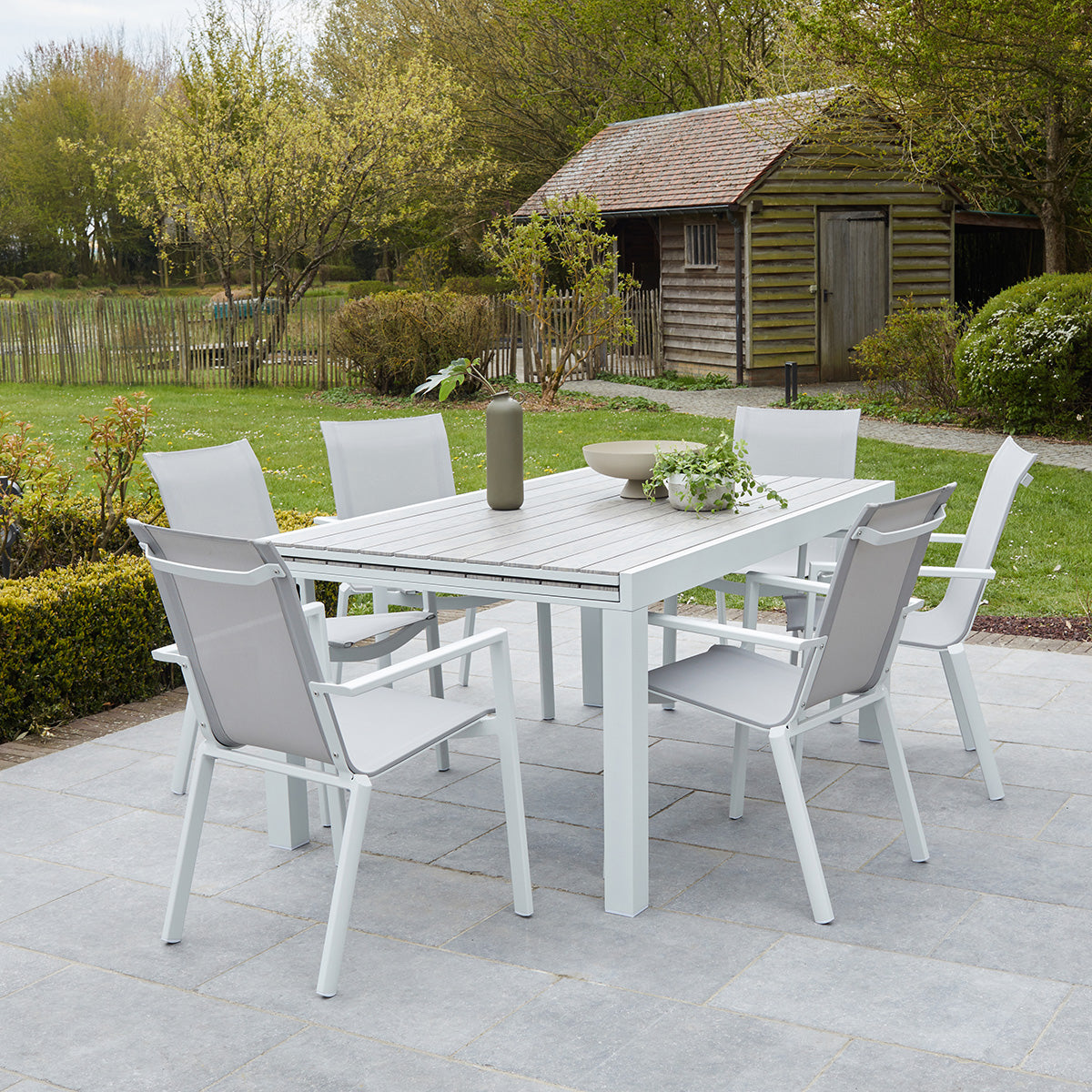 TULUM - Gartenlounge aus weißem Aluminium und Textilene 6/10 Sitzplätze