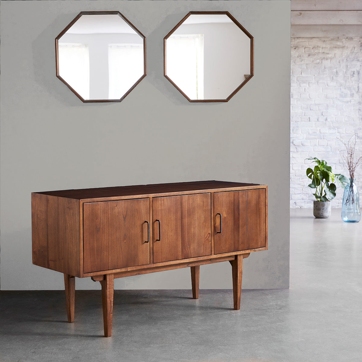 VINTAGE - Badezimmermöbel aus massivem Mindi 135 cm Doppelplatte