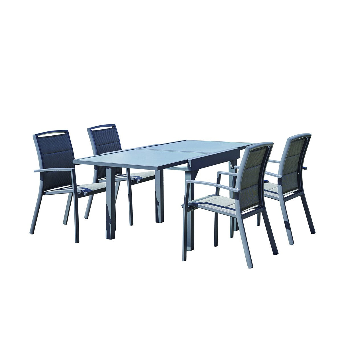 MODULO - Salon de jardin en aluminium gris extensible 4/8 pers.