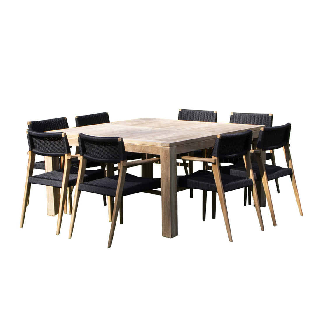 ESTHER - Salon de jardin en teck massif et cordage 8 pers.