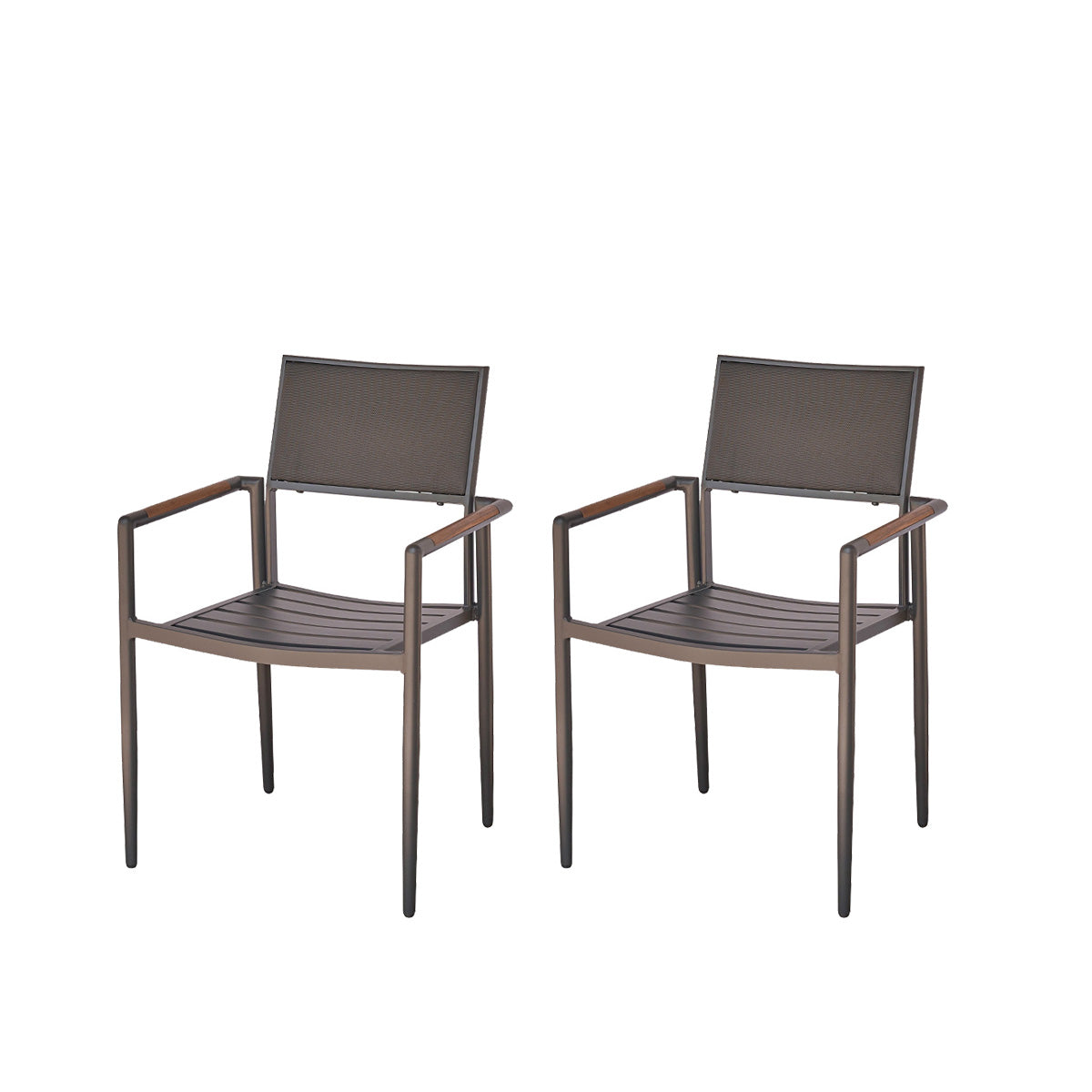 SIENA - Fauteuil de jardin en teck massif et aluminium (lot de 2)