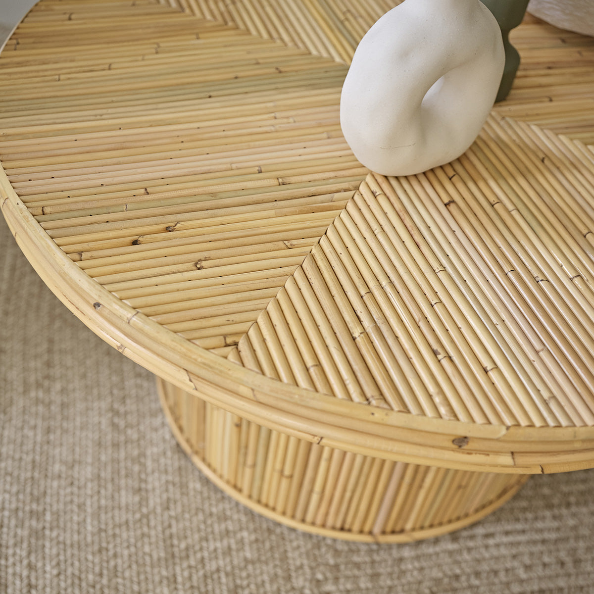 ALMA - Couchtisch aus Rattanrohr Ø 80 cm