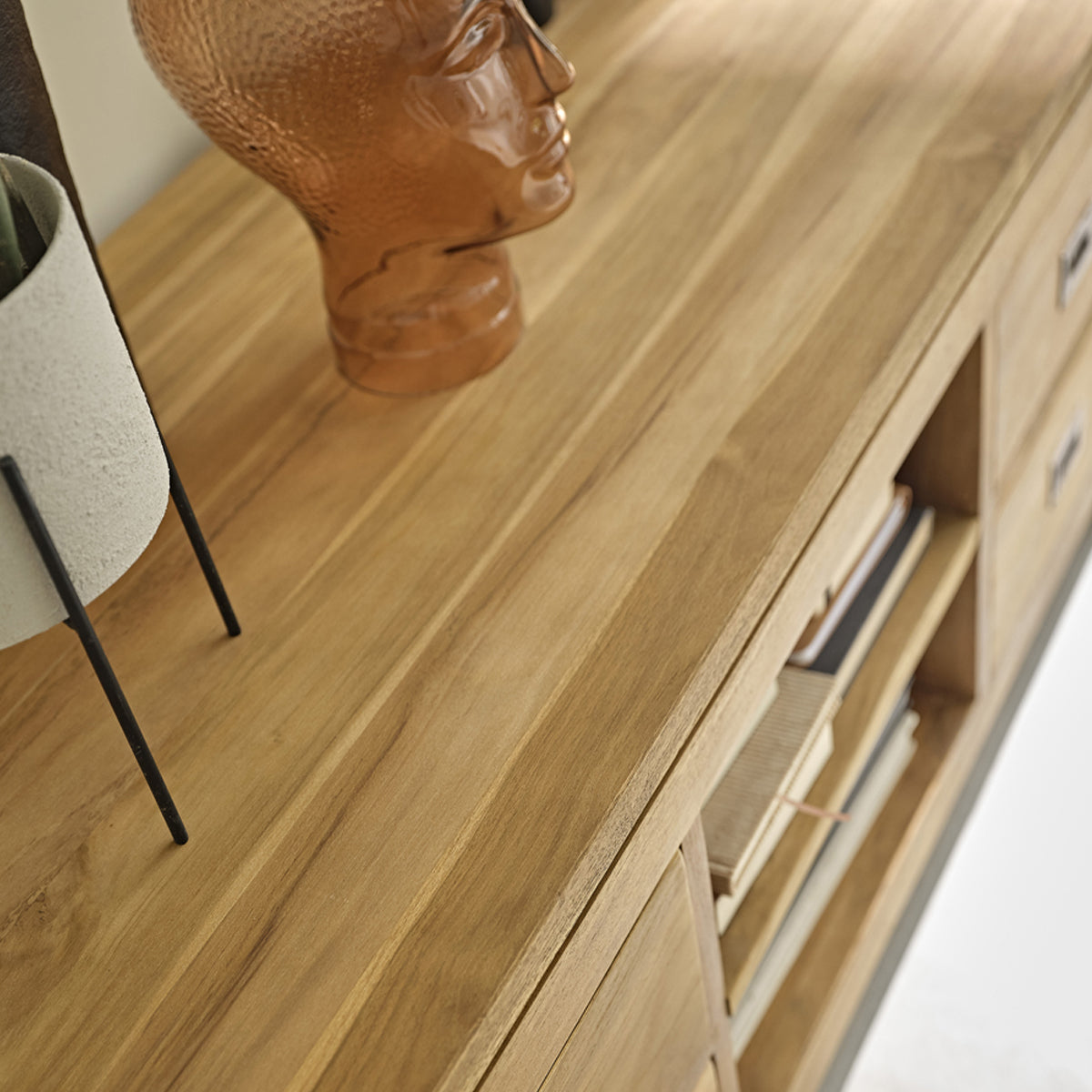 BOSTON - Meuble TV en teck massif 120 cm