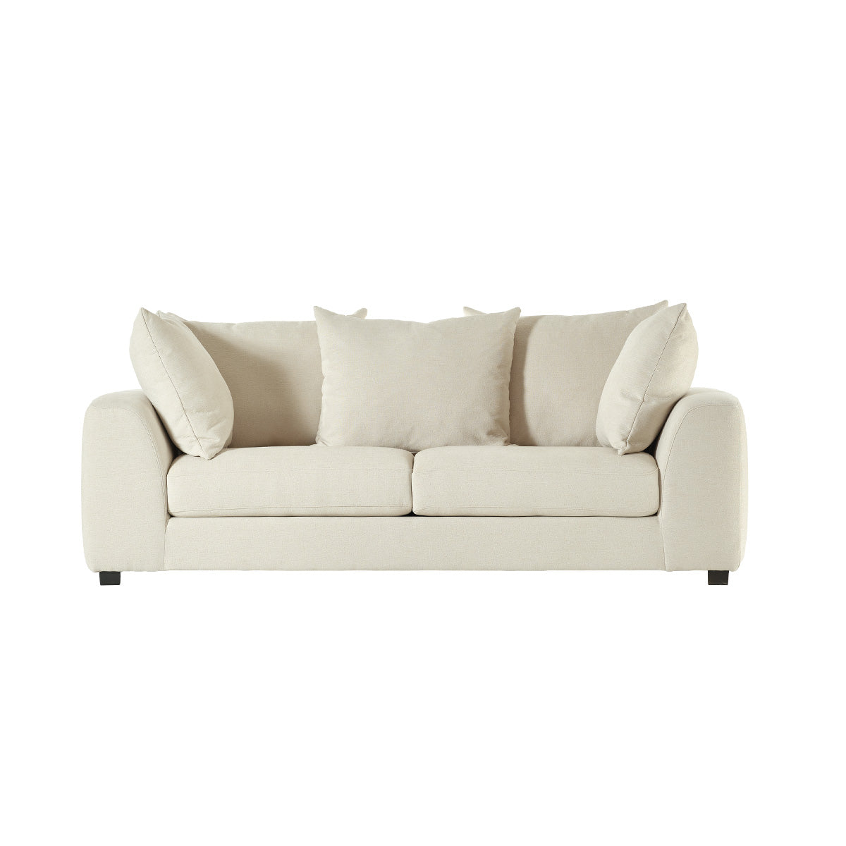 EDMOND - Gerades 3-Sitzer-Sofa aus ecrufarbenem Stoff in Leinenoptik