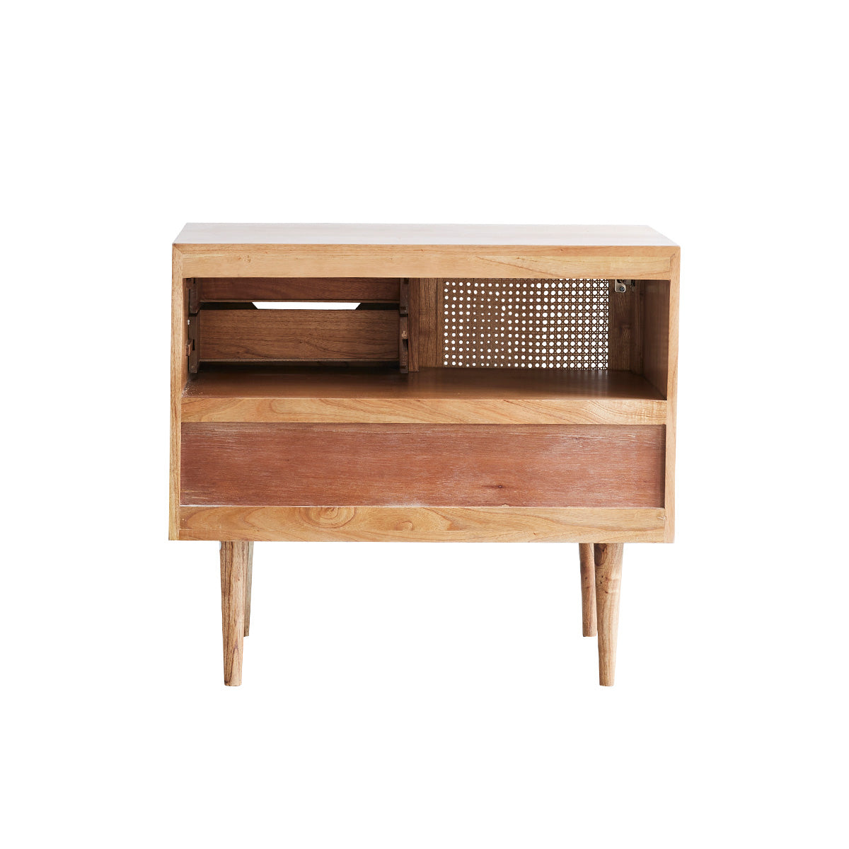 HANA - Meuble sous vasque en mindi massif et cannage 85 cm