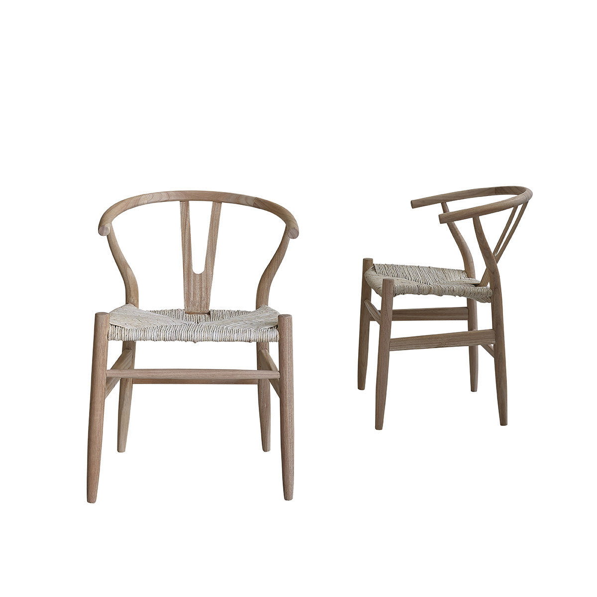 CAMILLE - Lot de 2 chaises en mindi massif et corde naturelle