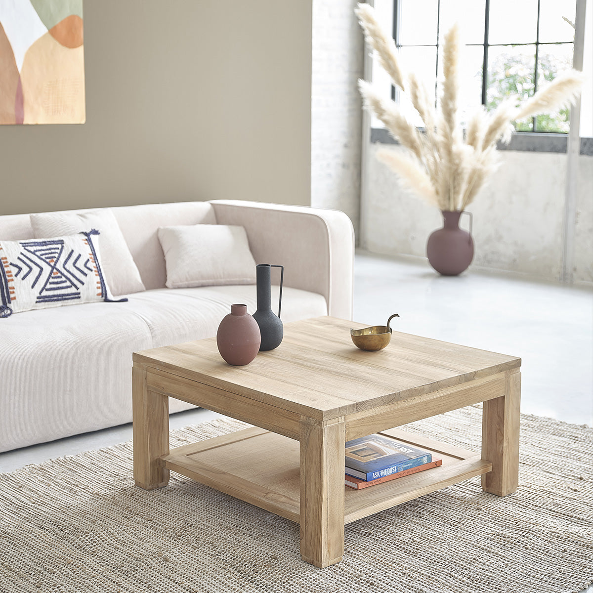 BOSTON - Couchtisch aus massivem Teakholz 80 cm 