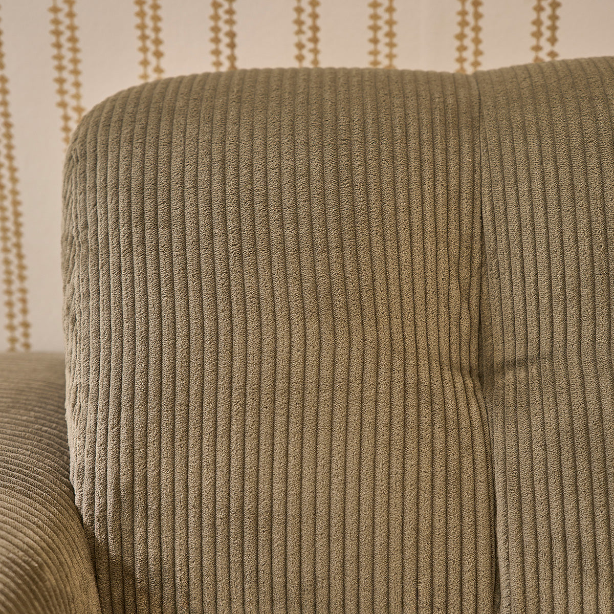 ALPHONSE - Gerades 3-Sitzer-Sofa aus khakifarbenem Cord