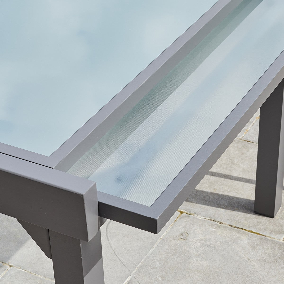 MODULO - Ausziehbarer Gartentisch aus Aluminium grau 8/12 Sitze
