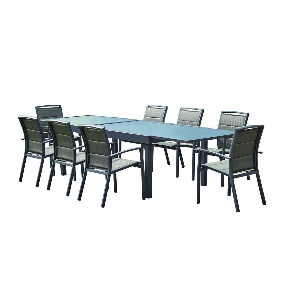 MODULO - Ausziehbare Gartenlounge aus grauem Aluminium 8/12 Pers. 