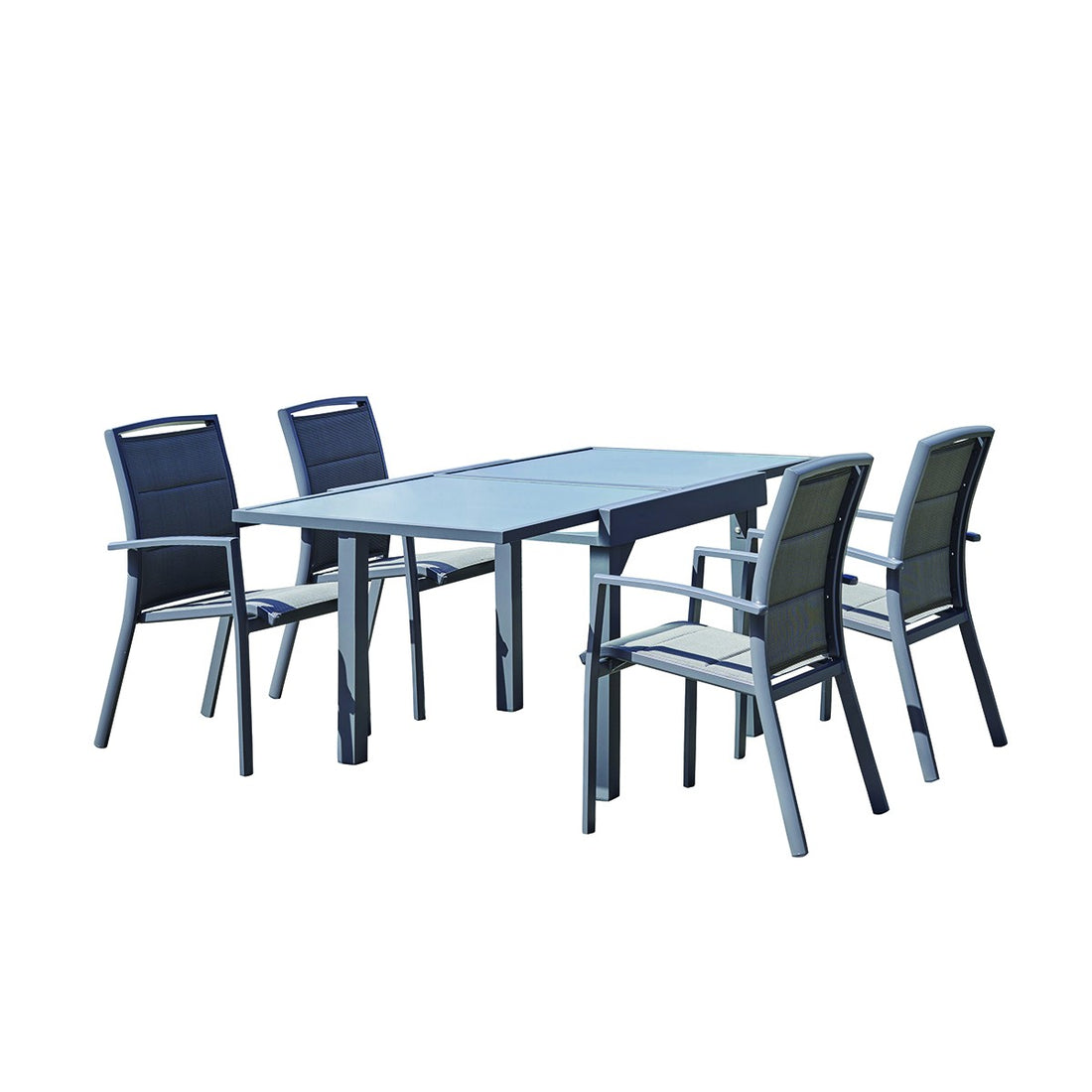 MODULO - Ausziehbare Gartenlounge aus grauem Aluminium 4/8 Pers. 