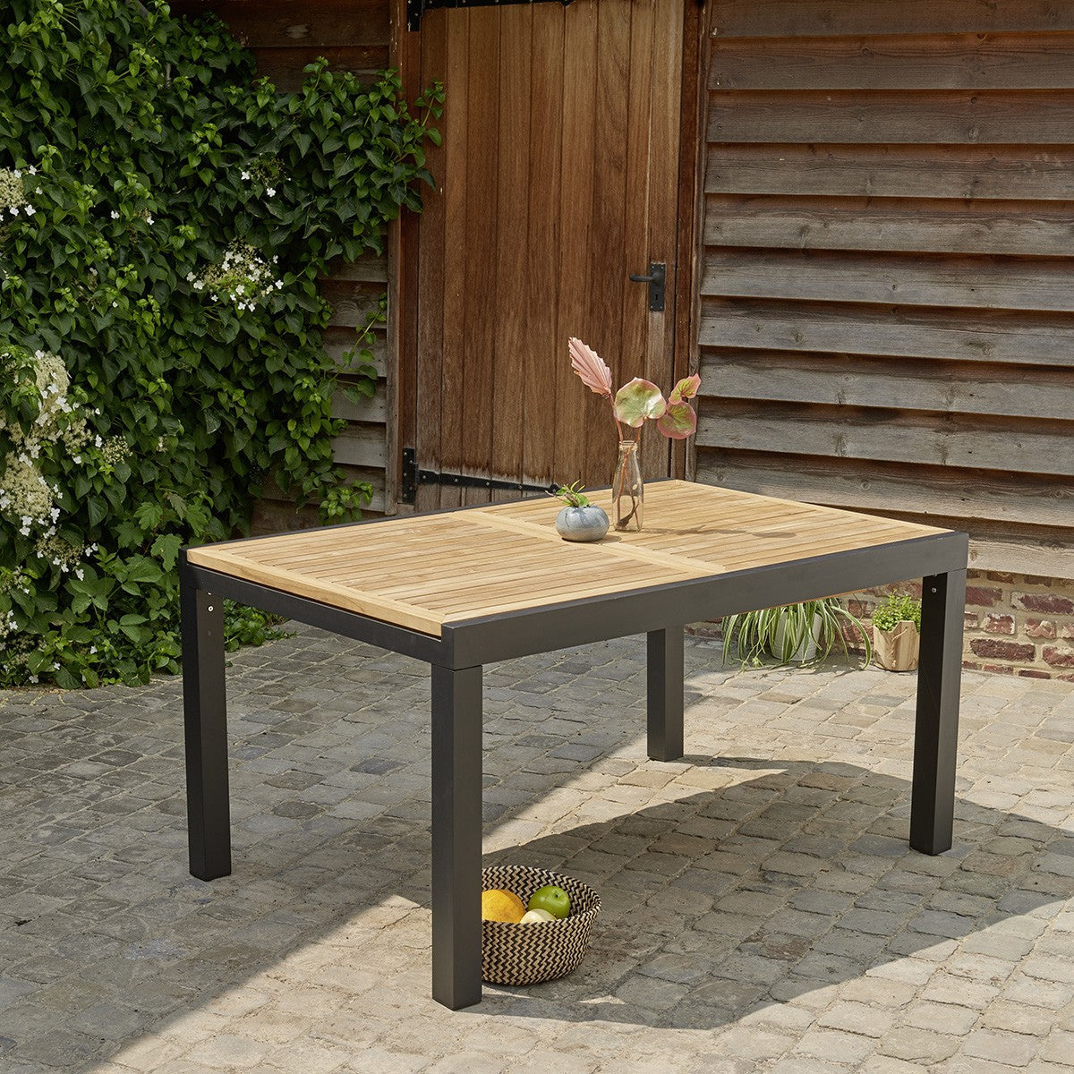 BALITECK - Ausziehbarer Gartentisch aus Aluminium und Teak 6/10 Sitzer