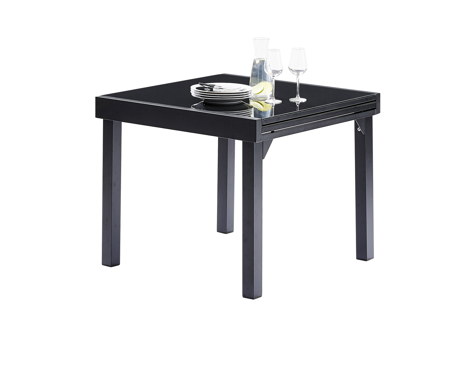 MODULO - Ausziehbarer Gartentisch aus schwarzem Aluminium 4/8-Sitzer