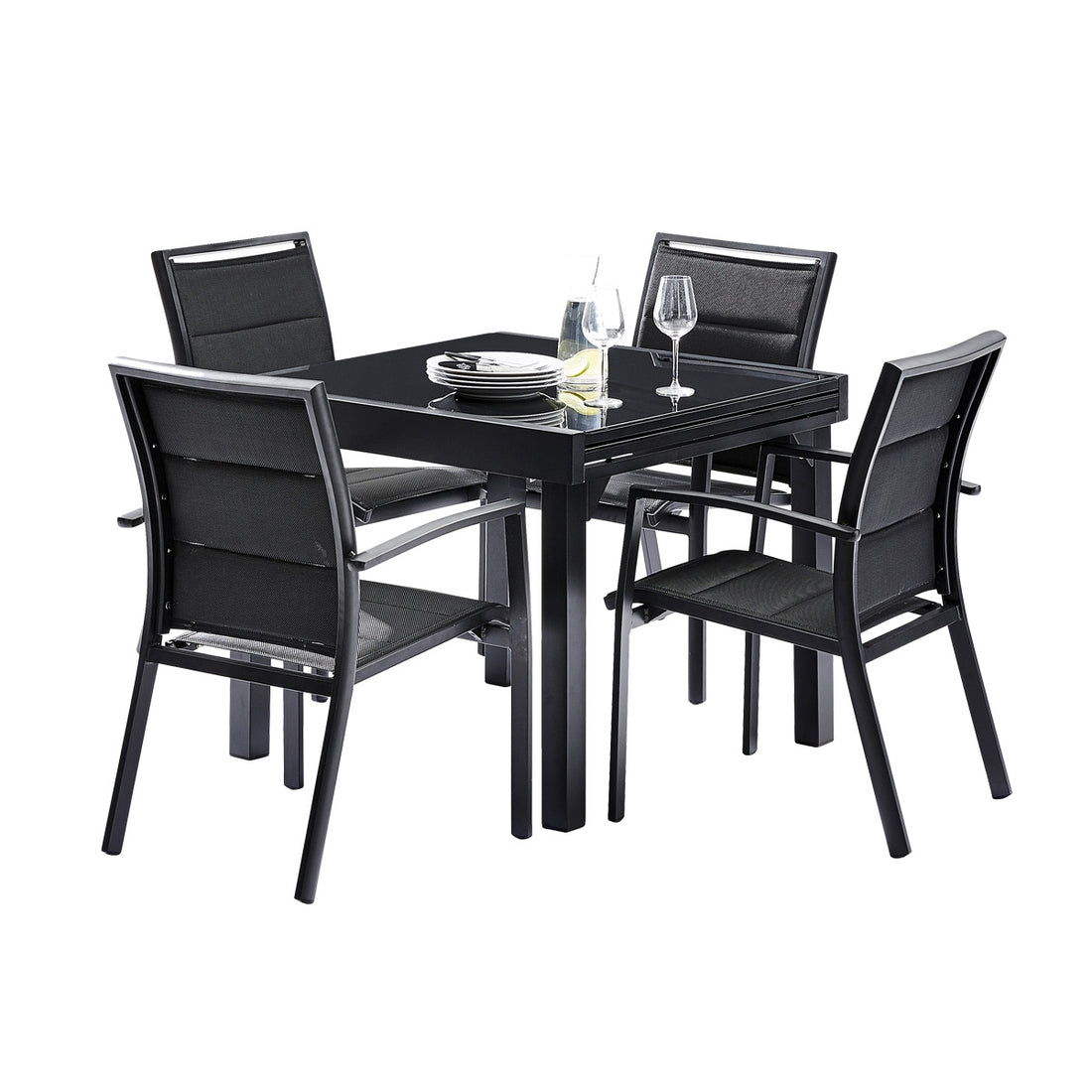 MODULO - Ausziehbare Gartenmöbel aus schwarzem Aluminium 4/8 Sitze 