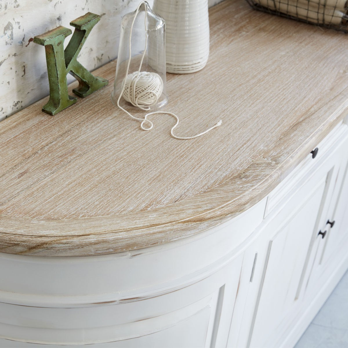 LONDRES - Buffet en acajou et teck massif 180 cm blanc