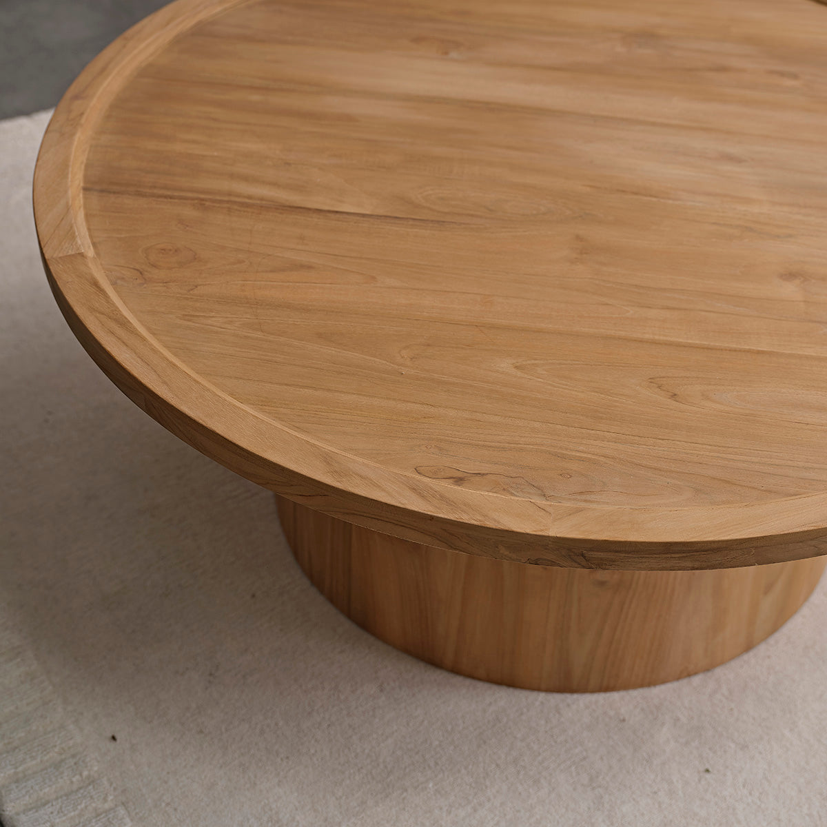 ALDO - Runder Couchtisch aus massivem Teakholz Ø 100 cm