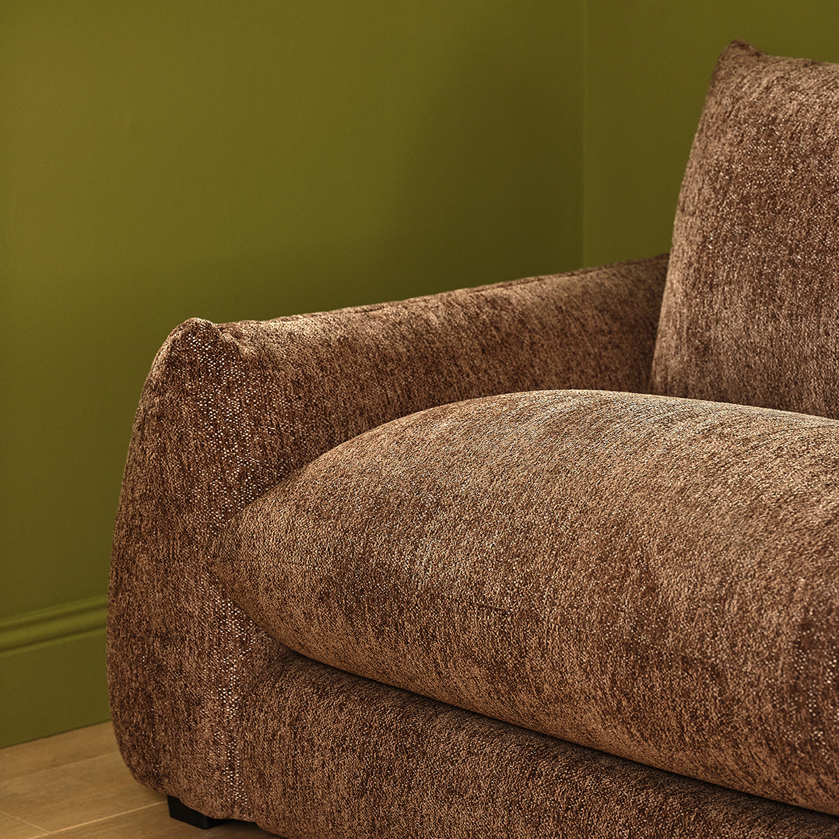 JACQUES - Gerades 3-Sitzer-Sofa aus meliertem, schokoladenbraunem Chenille