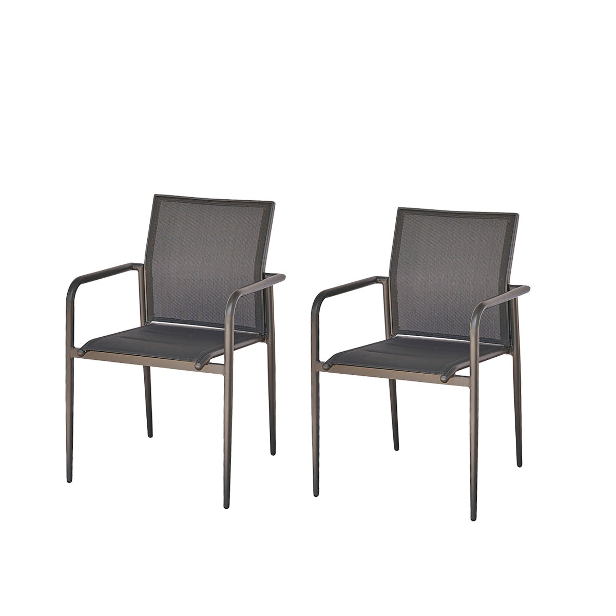 LAGON - Sessel aus Aluminium und grauem Textilene (Set von 2)