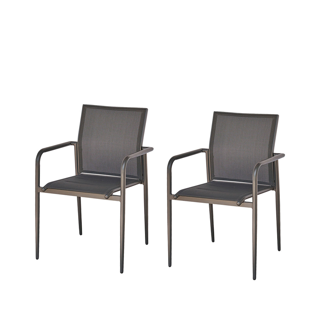 LAGON - Sessel aus Aluminium und grauem Textilene (Set von 2)