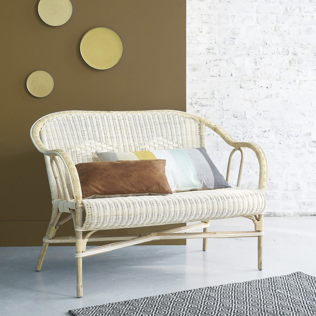 ALBANE - Sitzbank aus Rattan