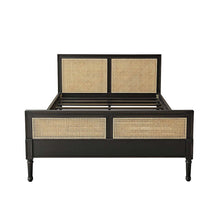 Bett aus massivem Mahagoni und mit Rohrgeflecht 160 cm, mit Lattenrost