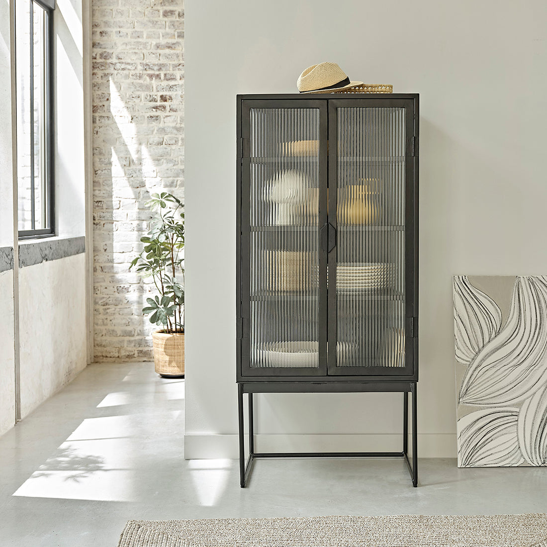 OCTAV - Buffet aus Metall und Wellglas 70 cm