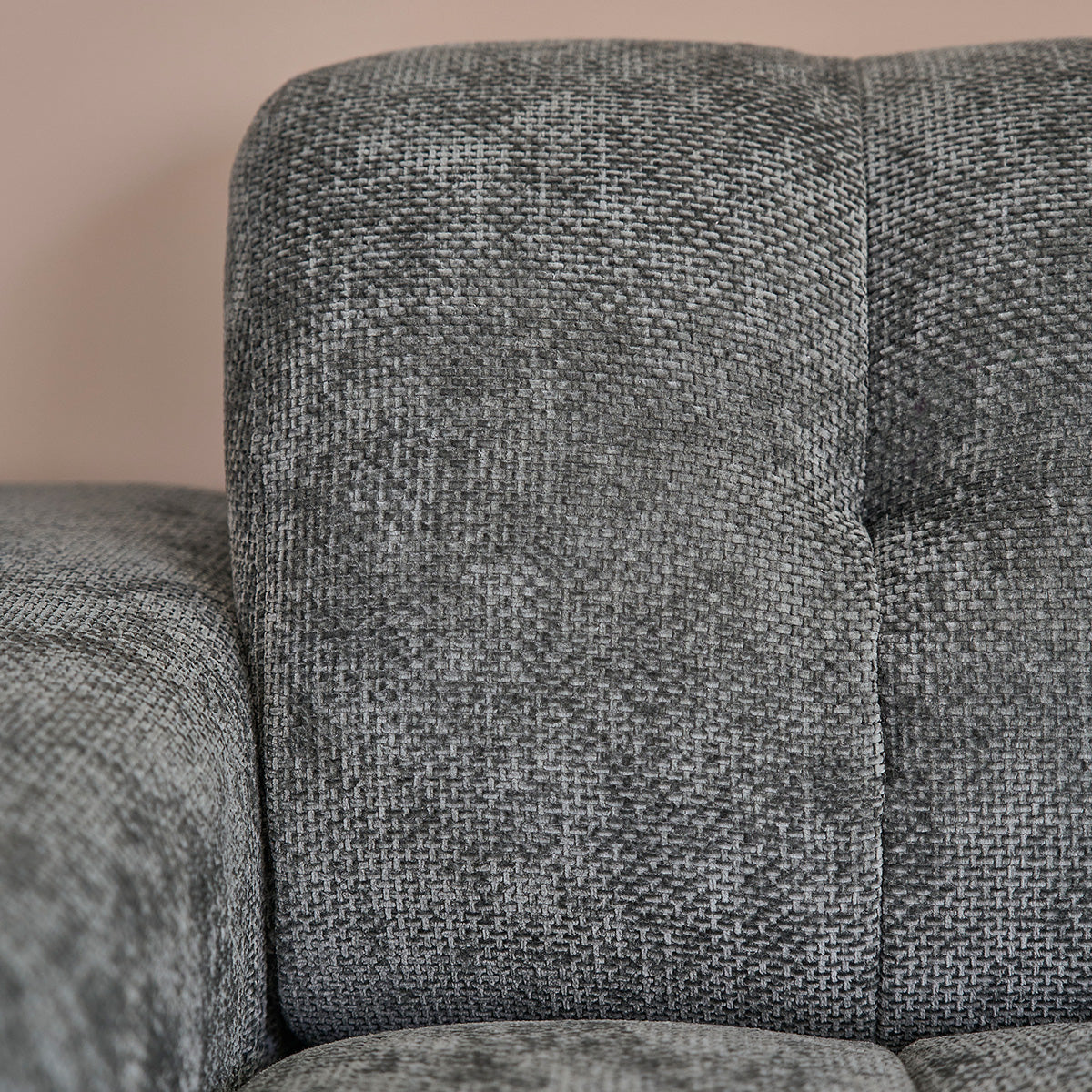 ALPHONSE - Gerades 3-Sitzer-Sofa aus grün-grauem gewebtem Samt