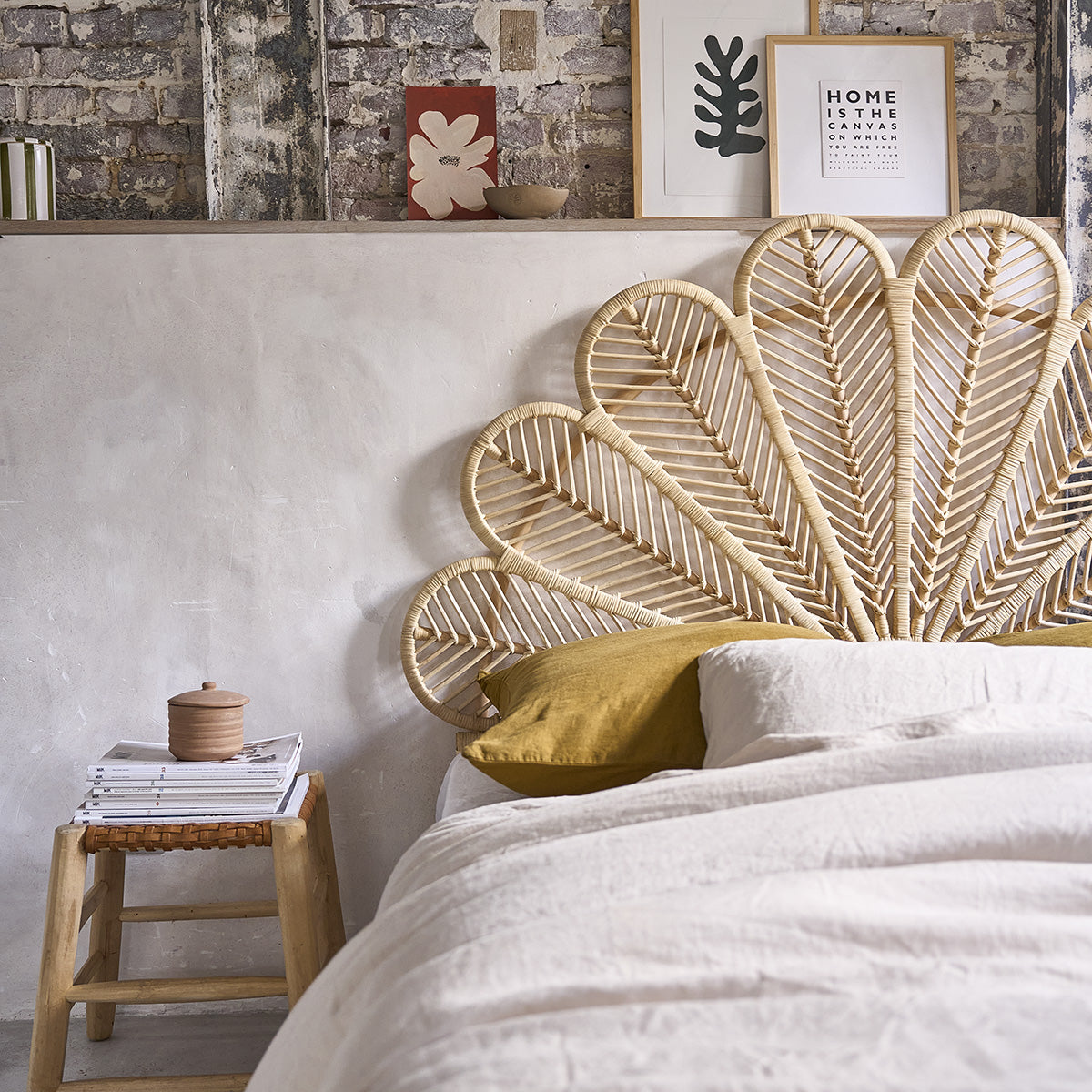 COLETTE - Tête de lit en rotin 140 cm