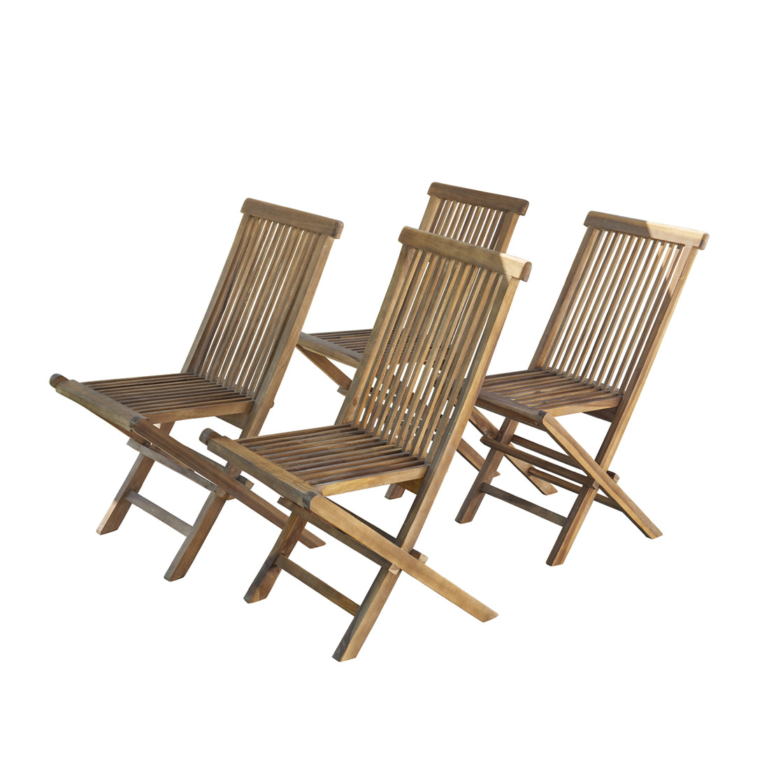 BALI - Klappbarer Gartenstuhl massives geöltes Teakholz ( 4er Set) 