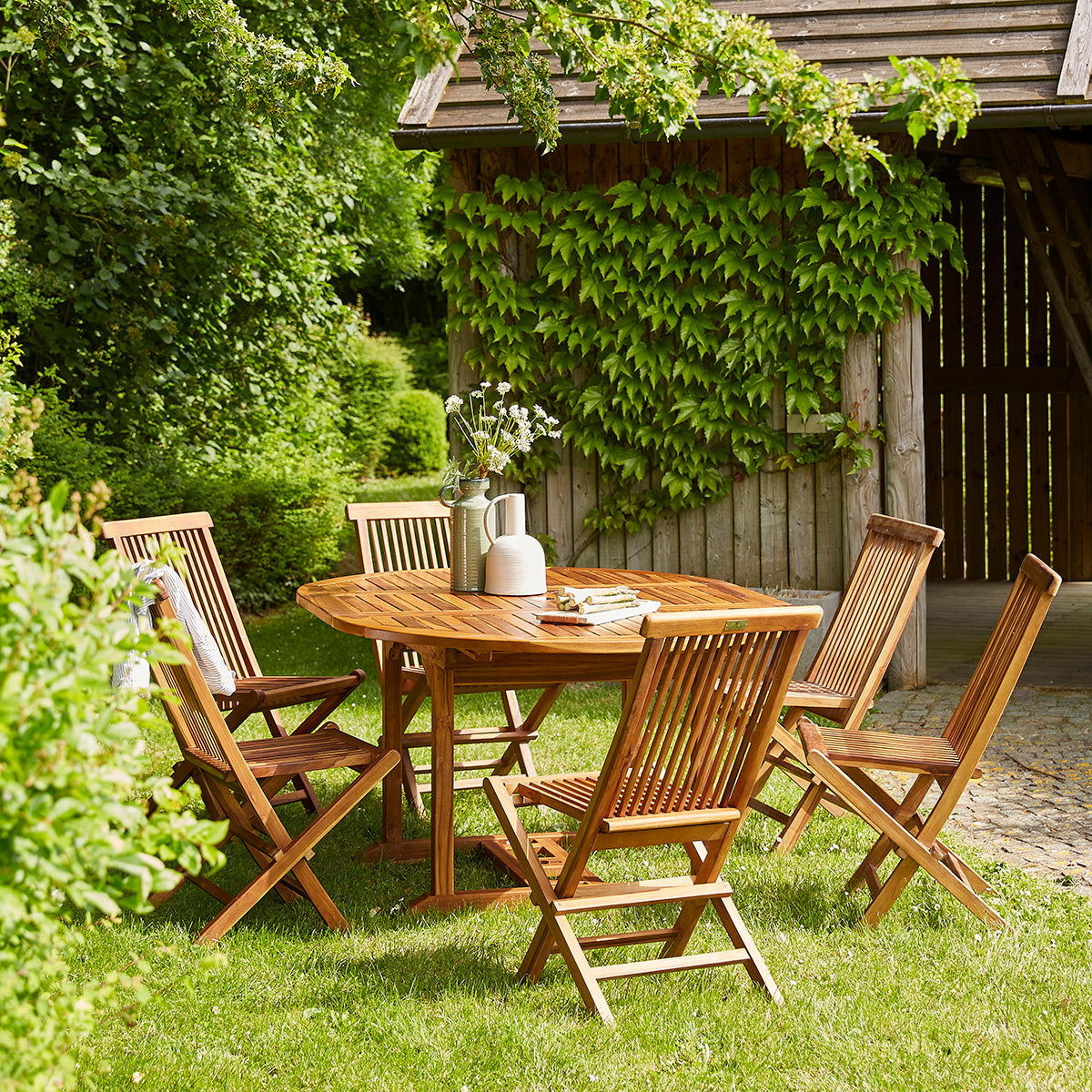 BALI - Klappbarer Gartenstuhl massives geöltes Teakholz ( 4er Set) 