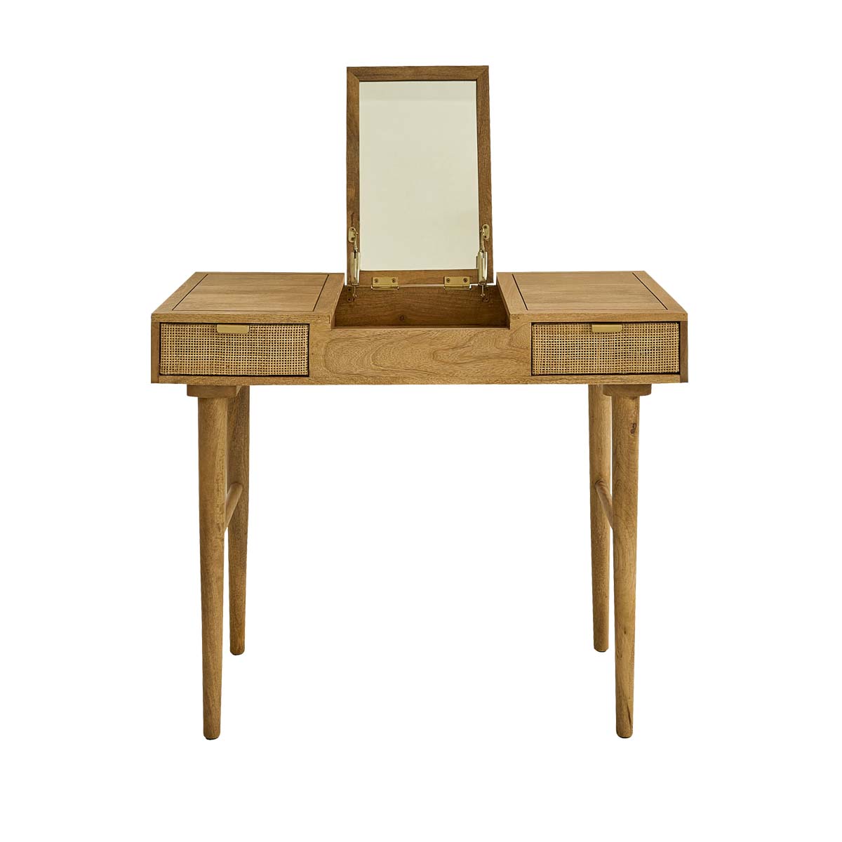 FELICIE - Coiffeuse en manguier massif et cannage 90 cm