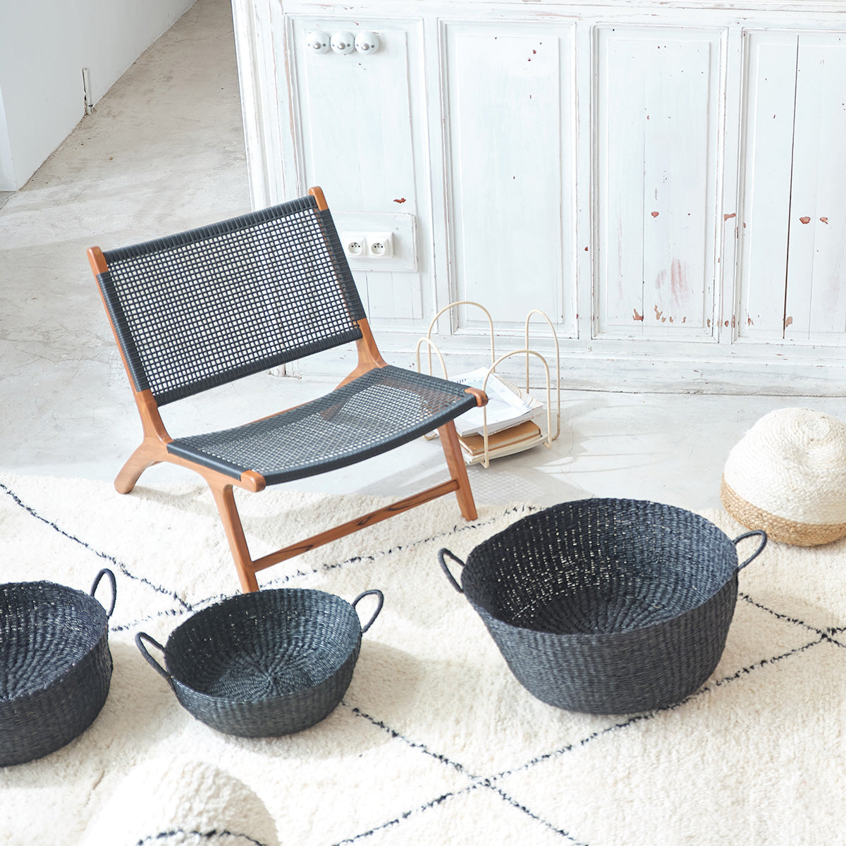 LINA - Fauteuil en teck massif et tissage