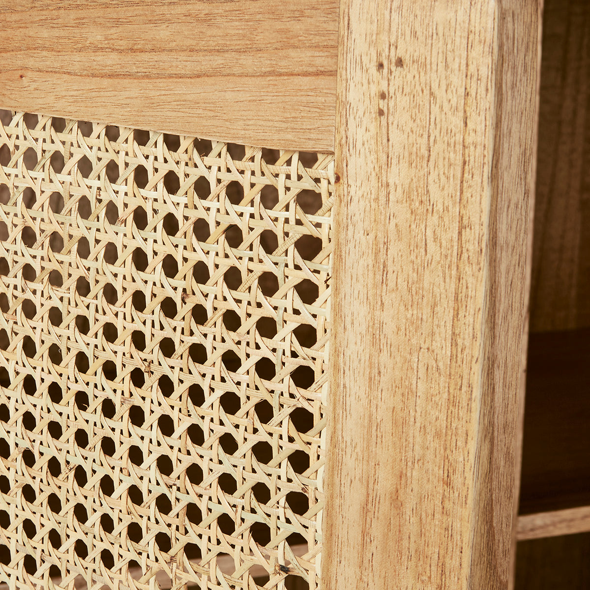 AUBIN - Armoire en mindi massif et cannage 100 cm