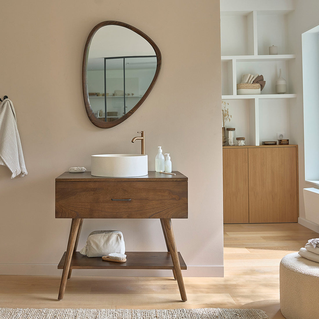 CALIXTE - Meuble de salle de bain en mindi massif 80 cm