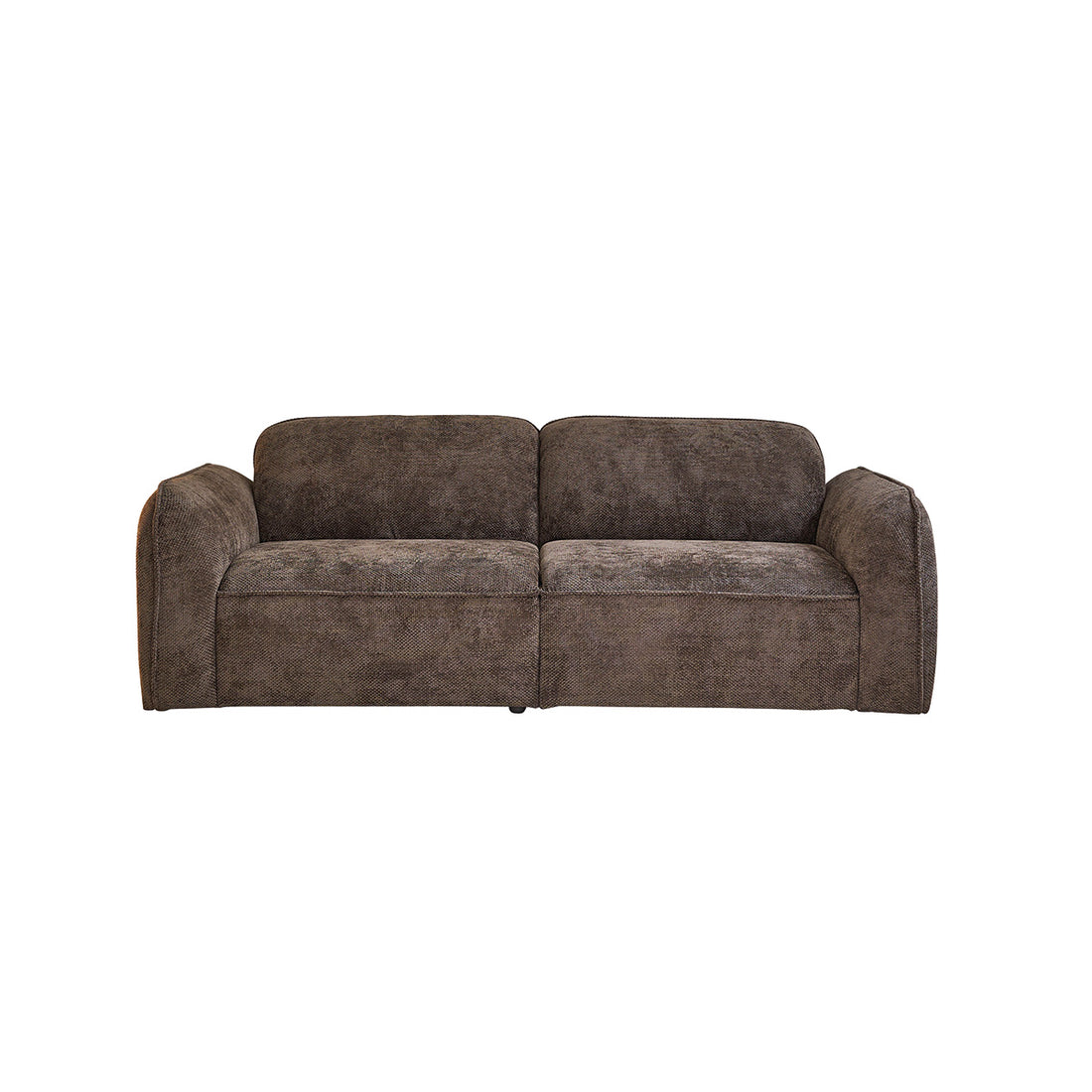 HECTOR - Gerades 3-Sitzer-Sofa aus Massivholz und gewebtem Samtstoff in mokka